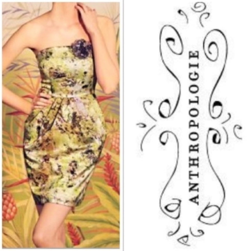Anthropologie McGinn Knightsbridge Strapless Dress Cooling Magma - Picture 2 of 5